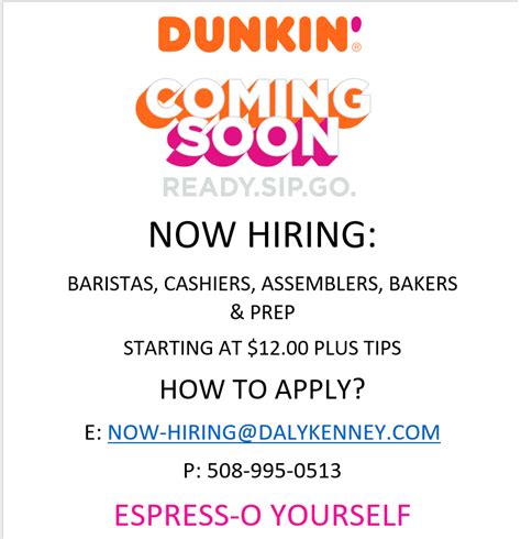 apply to dunkin|dunkin' donuts hiring near me.